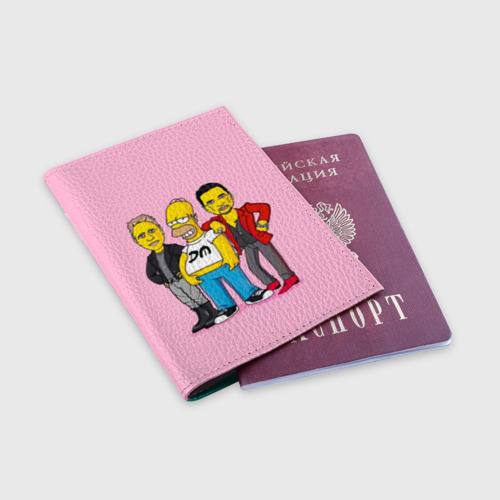 Обложка для паспорта матовая кожа ДМ и Гомер, цвет бирюзовый - фото 3