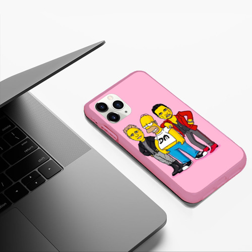 Чехол для iPhone 11 Pro Max матовый ДМ и Гомер, цвет малиновый - фото 5