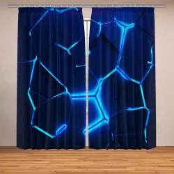 Фотошторы 3D плиты neon steel неоновые плиты