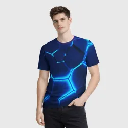 Мужская футболка 3D 3D плиты neon steel неоновые плиты - фото 2