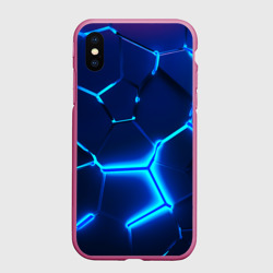 Чехол для iPhone XS Max матовый 3D плиты neon steel неоновые плиты