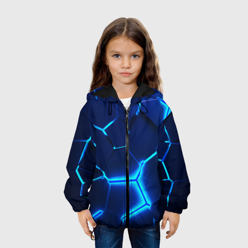 Детская куртка 3D 3D плиты neon steel неоновые плиты, цвет черный - фото 4