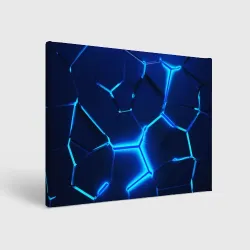 Холст прямоугольный 3D плиты neon steel неоновые плиты