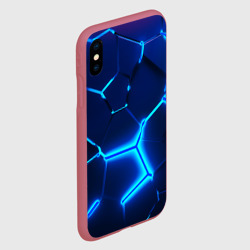 Чехол для iPhone XS Max матовый 3D плиты neon steel неоновые плиты - фото 2