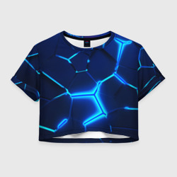 Женская футболка Crop-top 3D 3D плиты neon steel неоновые плиты