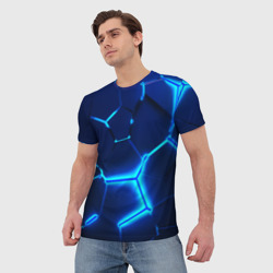 Мужская футболка 3D 3D плиты neon steel неоновые плиты - фото 2