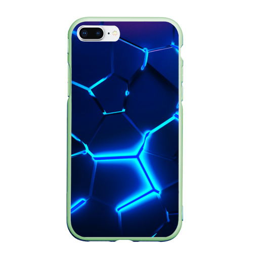 Чехол для iPhone 7Plus/8 Plus матовый 3D плиты neon steel неоновые плиты, цвет салатовый