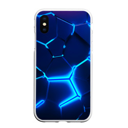 Чехол для iPhone XS Max матовый 3D плиты neon steel неоновые плиты