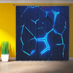 Фотошторы 3D плиты neon steel неоновые плиты - фото 2