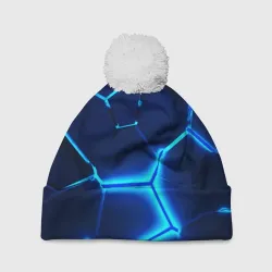 Шапка 3D c помпоном 3D плиты neon steel неоновые плиты