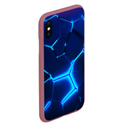 Чехол для iPhone XS Max матовый 3D плиты neon steel неоновые плиты - фото 2