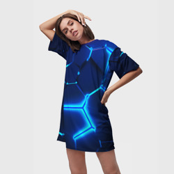 Платье-футболка 3D 3D плиты neon steel неоновые плиты - фото 2