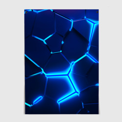 Постер 3D плиты neon steel неоновые плиты