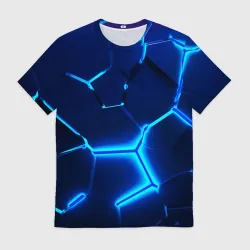 Мужская футболка 3D 3D плиты neon steel неоновые плиты