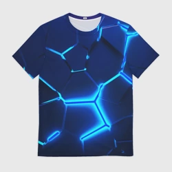 Мужская футболка 3D 3D плиты neon steel неоновые плиты