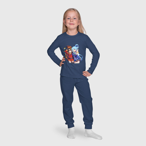 Детская пижама с лонгсливом хлопок Aqua Meg, цвет темно-синий - фото 7