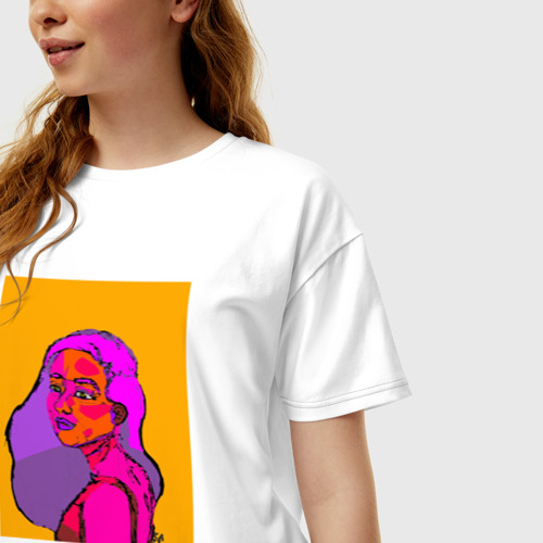 Женская футболка хлопок Oversize Неоник, цвет белый - фото 3