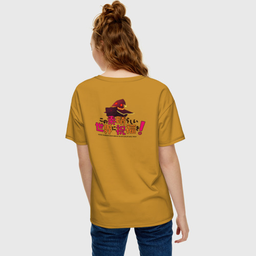 Женская футболка хлопок Oversize Meg Black Cаt, цвет горчичный - фото 4