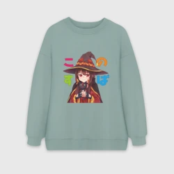 Женский свитшот oversize без начеса хлопок Meg Black Cаt