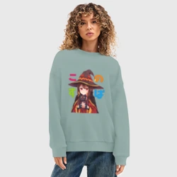 Женский свитшот oversize без начеса хлопок Meg Black Cаt - фото 2