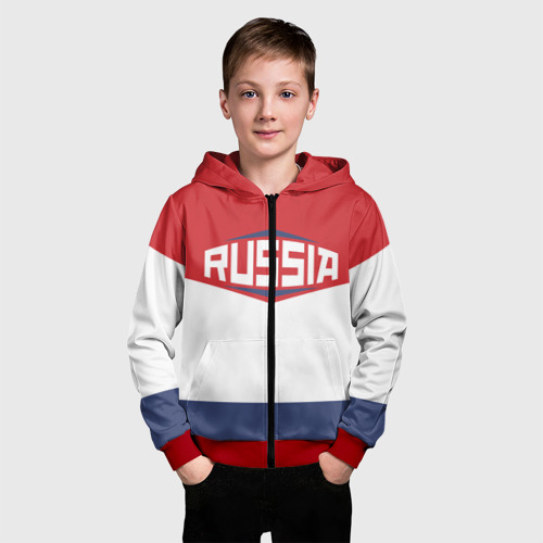 Детская толстовка 3D на молнии Russia, цвет красный - фото 3