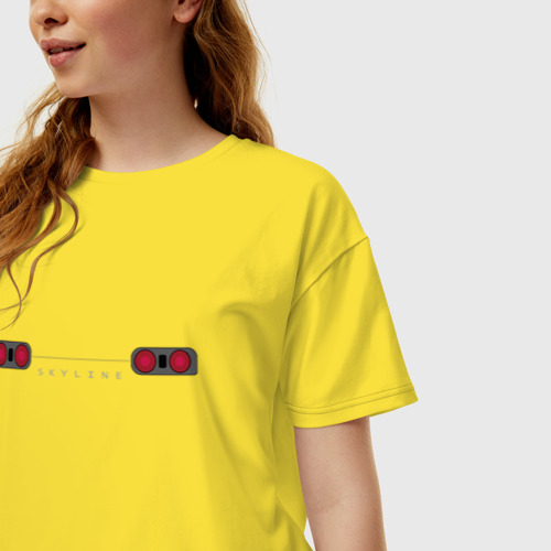 Женская футболка хлопок Oversize Nissan Skyline r32 jdm, цвет желтый - фото 3