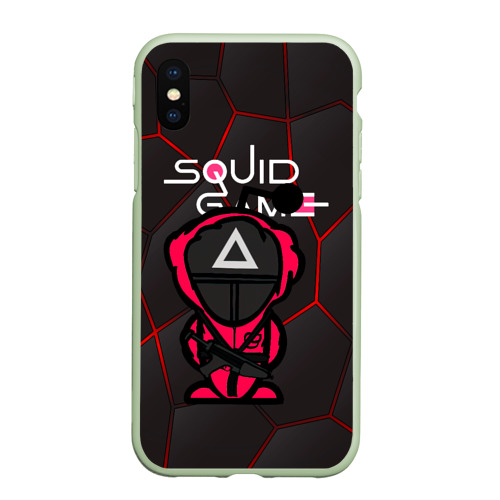 Чехол для iPhone XS Max матовый Squid game black, цвет салатовый