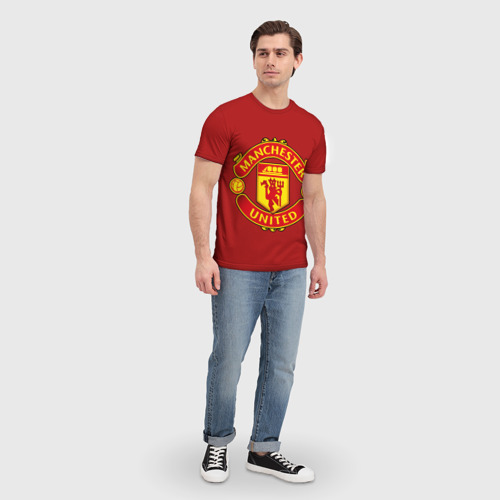 Мужская футболка 3D с принтом Manchester United FC, вид сбоку #3
