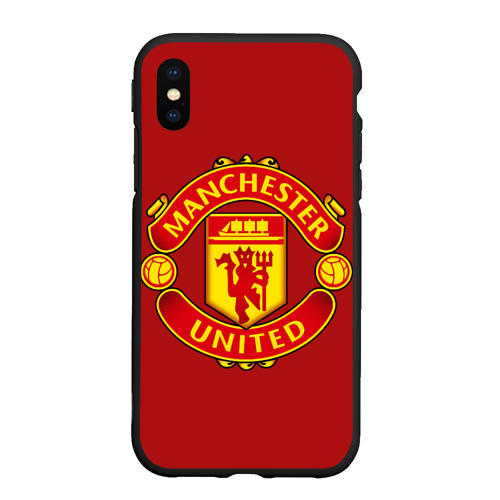 Чехол для iPhone XS Max матовый с принтом Manchester United FC, вид спереди #2