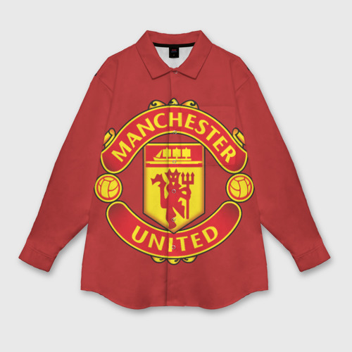 Женская рубашка oversize 3D с принтом Manchester United FC, вид спереди #2