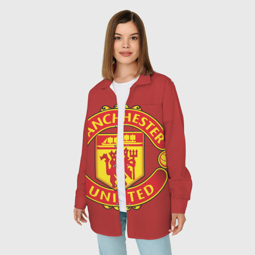 Женская рубашка oversize 3D с принтом Manchester United FC, фото на моделе #1