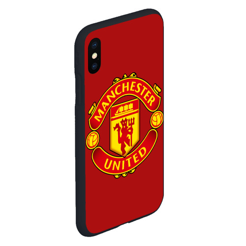 Чехол для iPhone XS Max матовый с принтом Manchester United FC, вид сбоку #3