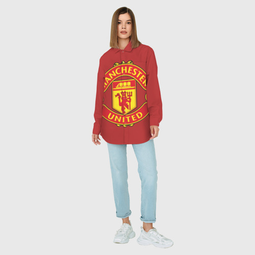 Женская рубашка oversize 3D с принтом Manchester United FC, вид сбоку #3