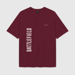 Женская футболка Oversize хлопок texturе Battlefield 2042 белый логотип