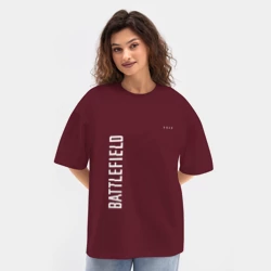 Женская футболка Oversize хлопок texturе Battlefield 2042 белый логотип - фото 2