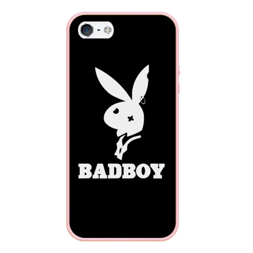 Чехол для iPhone 5/5S матовый Bad boy кролик нефор, цвет светло-розовый