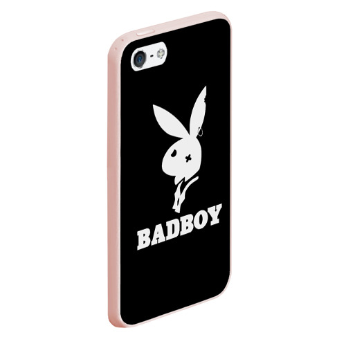 Чехол для iPhone 5/5S матовый Bad boy кролик нефор, цвет светло-розовый - фото 3