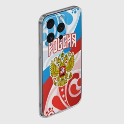 Чехол для iPhone 15 Pro силиконовый с защитой камеры Россия! Герб - фото 2