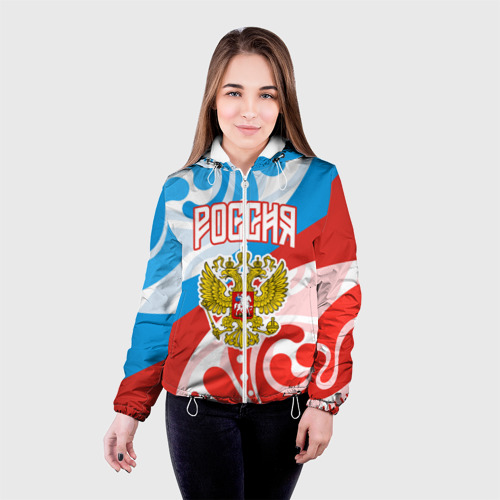 Женская куртка 3D Россия! Герб, цвет белый - фото 3