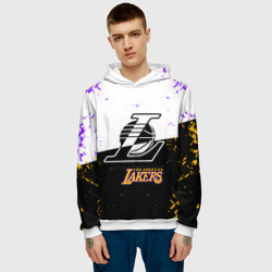 Толстовка с принтом Коби Брайант Los Angeles Lakers, для мужчины, вид на модели спереди №2. Цвет основы: белый