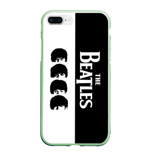 Чехол для iPhone 7Plus/8 Plus матовый с принтом The Beatles черно - белый партер, вид спереди #2