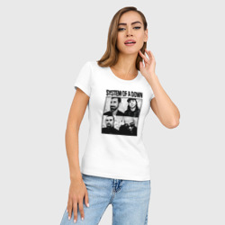 Женская футболка хлопок Slim Участники группы System of a Down - фото 2