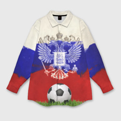 Мужская рубашка oversize 3D Российский футбол арт