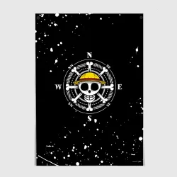 Постер One piece Ван Пис череп брызги красок