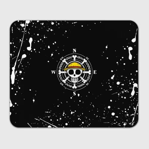 Прямоугольный коврик для мышки One piece Ван Пис череп брызги красок