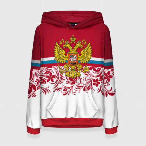 Женская толстовка 3D с принтом Российский герб, вид спереди #2