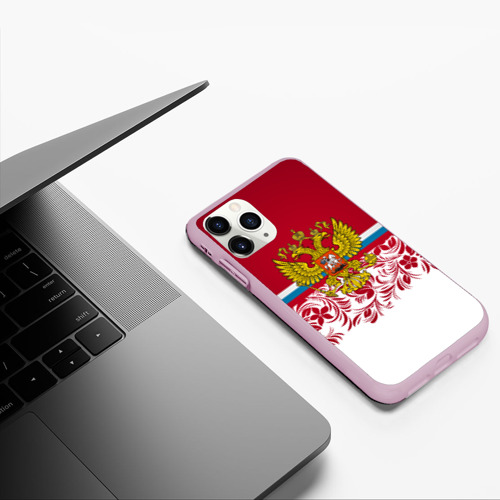 Чехол для iPhone 11 Pro матовый Российский герб арт, цвет розовый - фото 5