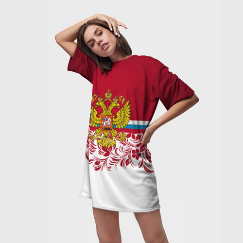 Платье-футболка 3D Российский герб арт, цвет 3D печать - фото 3