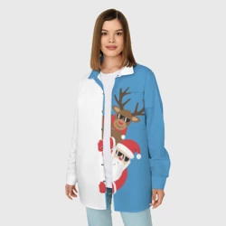 Женская рубашка oversize 3D Крутые Санта и Олень - фото 2