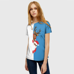 Женская футболка 3D Крутые Санта и Олень - фото 2